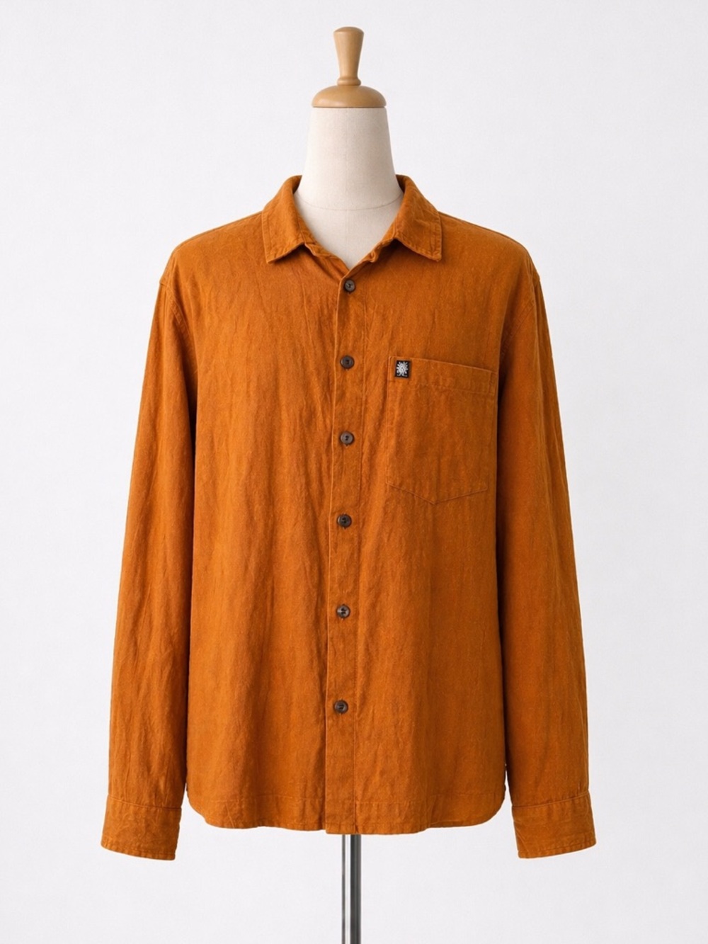 Men's Long-Sleeve Casual Button-Down Shirt in Burnt Orange